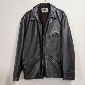Vintage 90s Group 5 Classic Black 100% Leather Jacket With Lining Size L/XL
